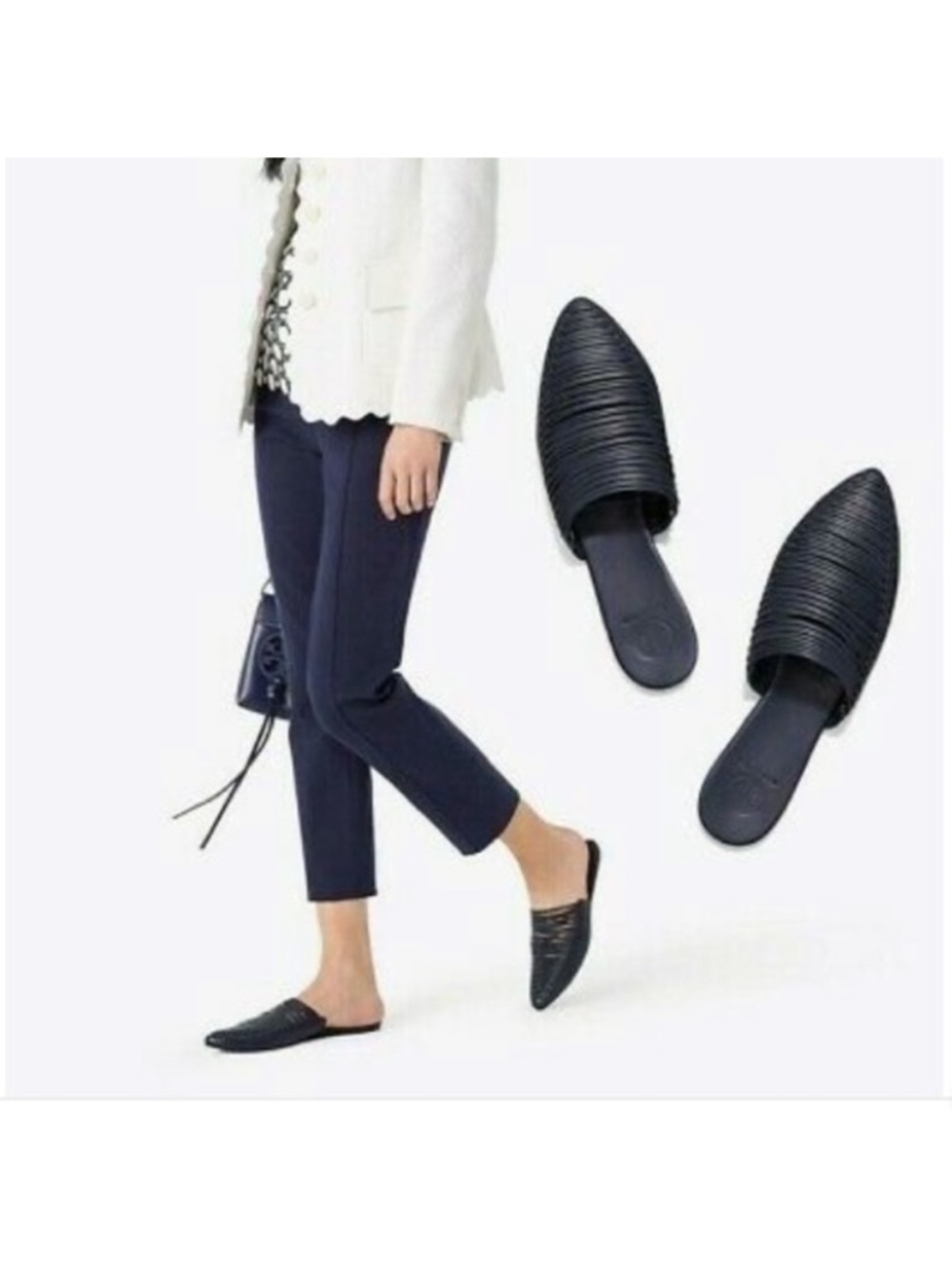 Tory Burch Sienna flat slide Mestico perfect navy